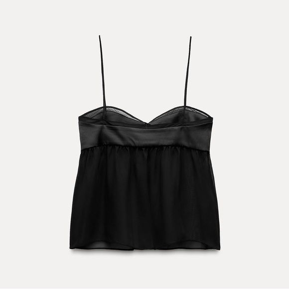 Black NWT XS Zara babydoll camisole tank top - Picture 2 of 3